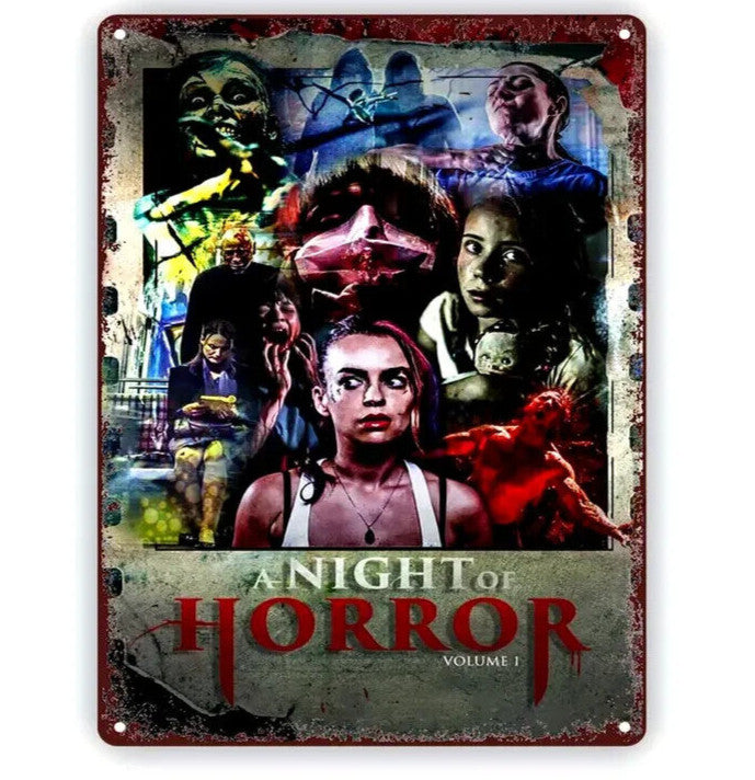 Spooky A Night of Horror Metal Sign, Vintage Halloween Horror Wall Art, Retro Scary Movie Decor, Gothic Room Plaque, Horror Fan Gift