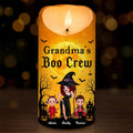 Personalized Grandma Boo Crew LED Candle , Grandkids Name Ghost Halloween Flameless Decor Gift