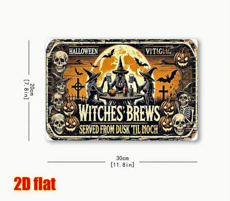 Witches Brews Metal Sign, Halloween Witchy Wall Decor, Spooky Gothic Kitchen Sign, Rustic Witch Halloween Home Decoration