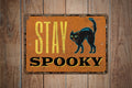 Stay Spooky Halloween Sign, Black Cat Metal Wall Decor, Vintage Rustic Halloween Sign, Spooky Porch Door Decoration, Halloween Home Decor Gift