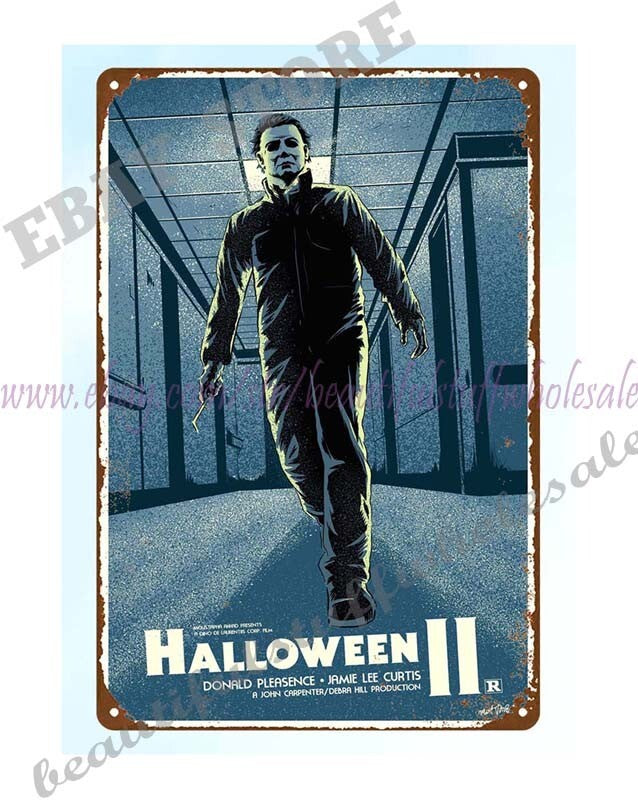 1981 Halloween Horror Movie Poster Metal Tin Sign, Vintage Slasher Wall Art, Retro Garage & Man Cave Decor, Spooky Collectible Gift