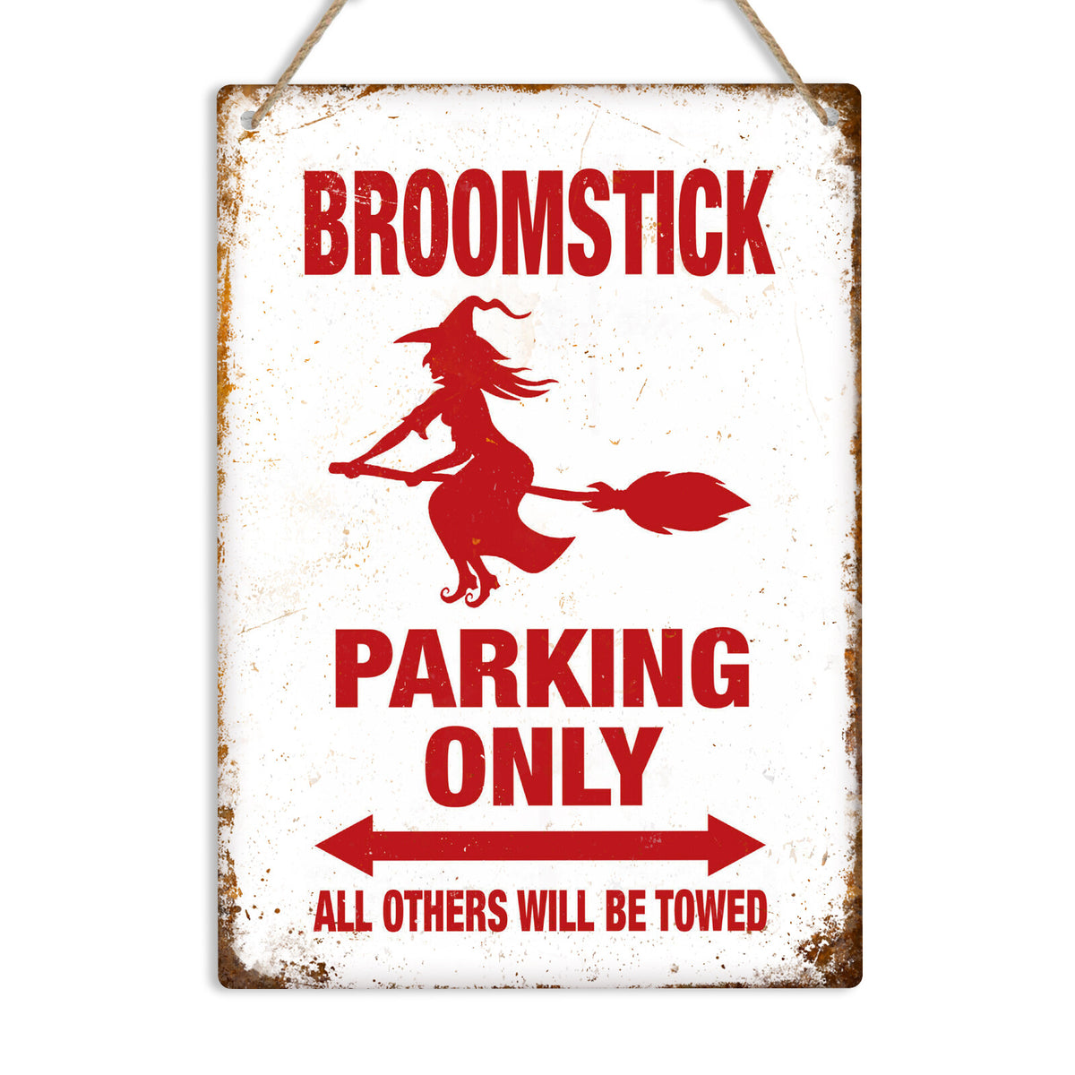 Broomstick Parking Only Metal Tin Sign, Funny Witch Halloween Wall Decor, Witchy Parking Plaque, Spooky Season Home Decoration, Halloween Gift