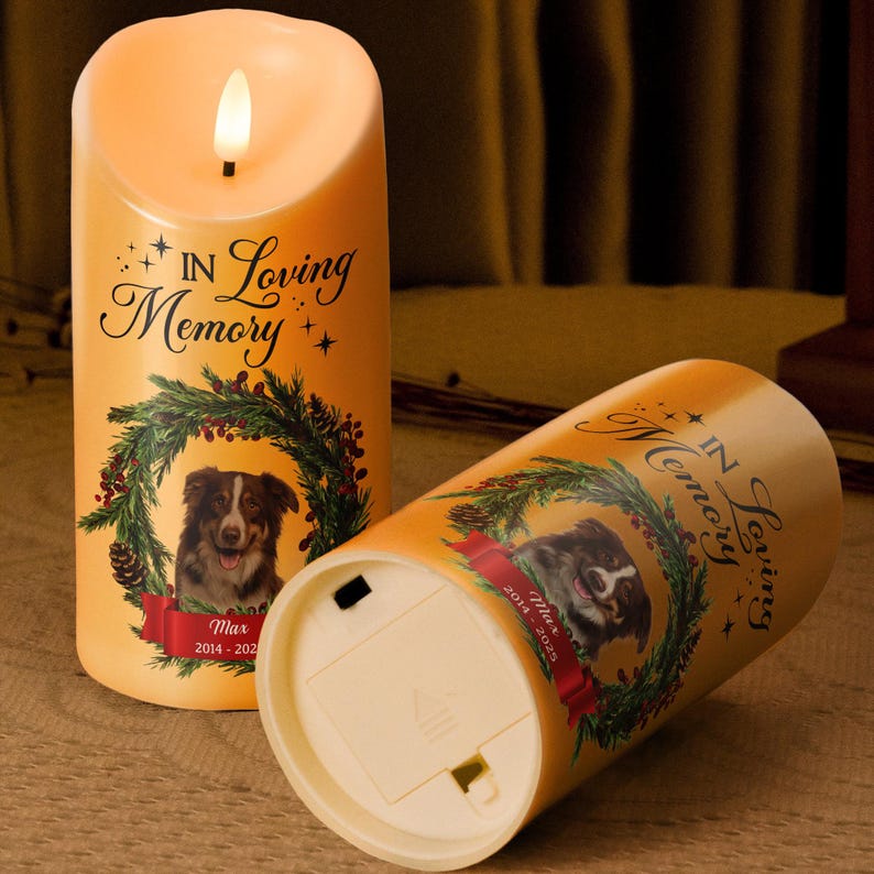 Custom Pet Photo Memorial Candle, Personalized In Loving Memory LED Candle, Dog & Cat Remembrance Gift, Pet Loss Sympathy Keepsake (Copy)