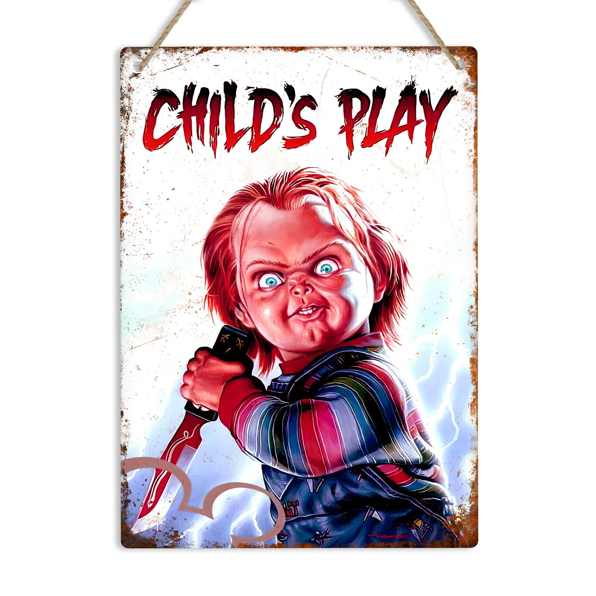 Child’s Play Horror Metal Sign, Creepy Doll Movie Wall Art, Vintage Halloween Horror Plaque, Spooky Room Decor, Scary Film Fan Gift