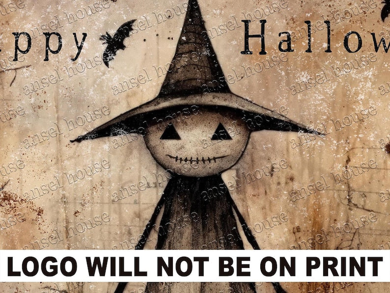 Primitive Halloween Metal Sign, Rustic Witch & Pumpkin Porch Decor, Distressed Vintage Halloween Wall Art, Cottagecore Outdoor Sign