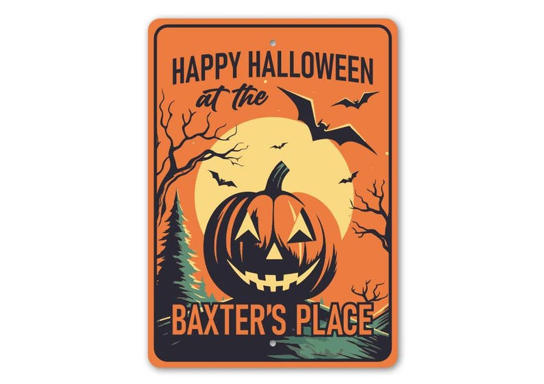 Retro Halloween Metal Sign, Vintage Pumpkin Season Wall Decor, Classic Halloween Family Sign, Spooky Porch Door Decoration, Fall Holiday Home Decor