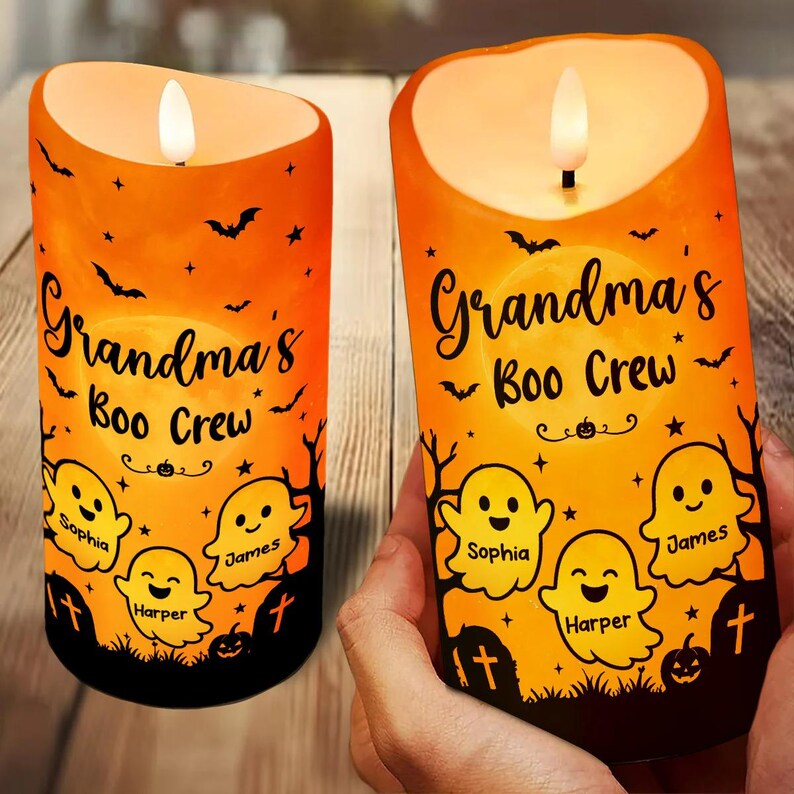 Grandma Halloween Gift LED Candle, Grandma’s Boo Crew Ghost Decor with Grandkids (Copy)