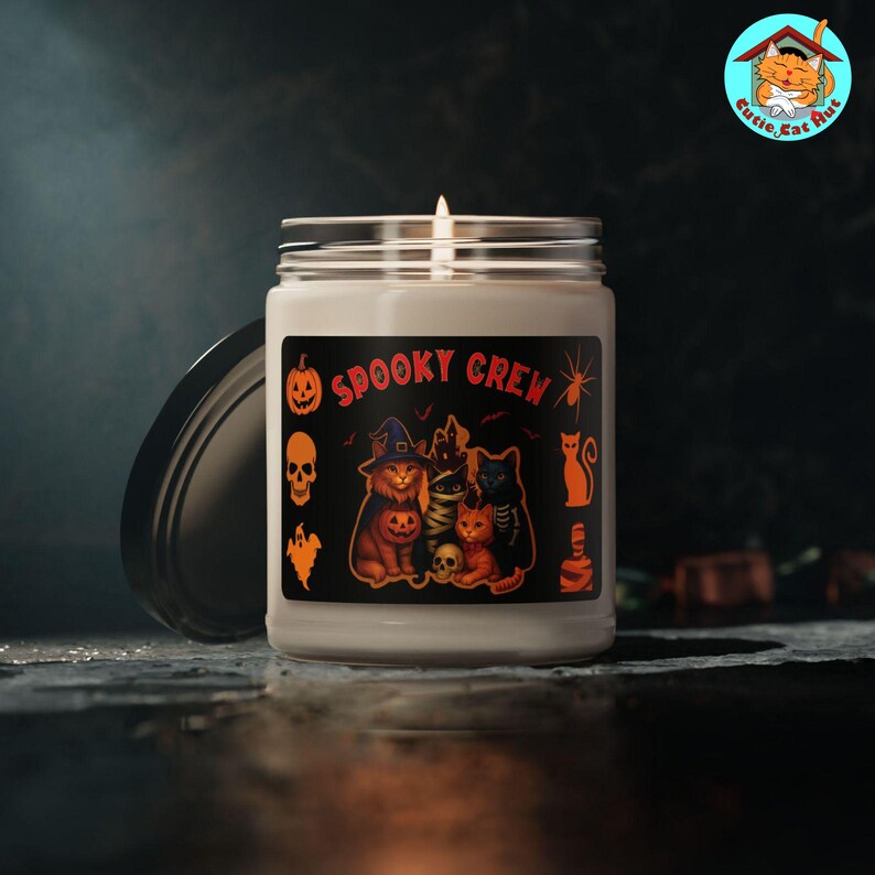 Halloween Cats Soy Candle – Funny Spooky Crew Design & Pet Lover Gift