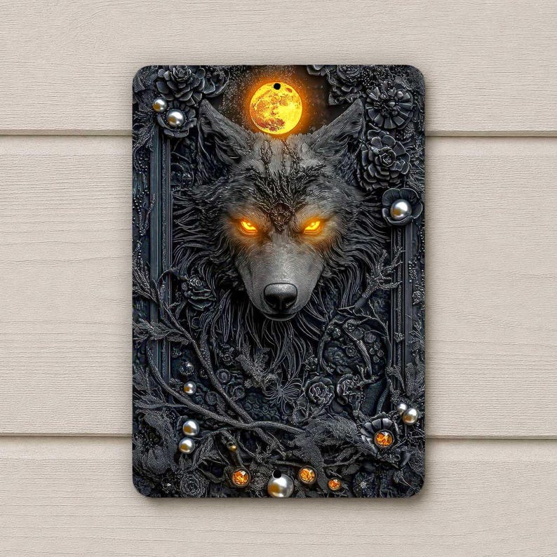 Werewolf Halloween Metal Sign, Spooky Wolf Wall Decor, Halloween Wreath Sign, Gothic Monster Wall Art, Rustic Fall Decoration