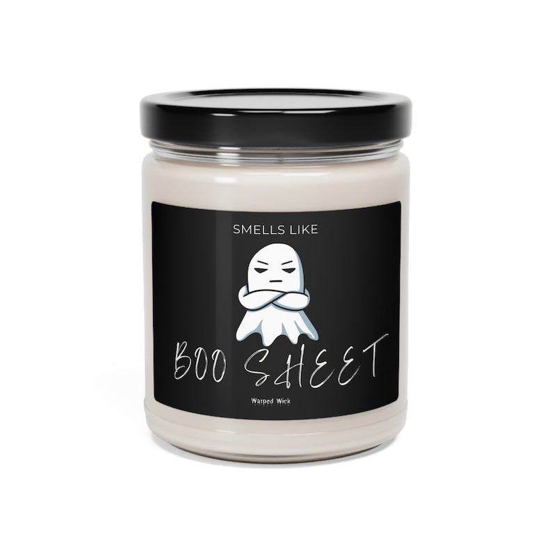Smells Like Boo Sheet Soy Candle – Funny Ghost Halloween Candle, Spooky Fall Decor, Scented Soy Wax Gift