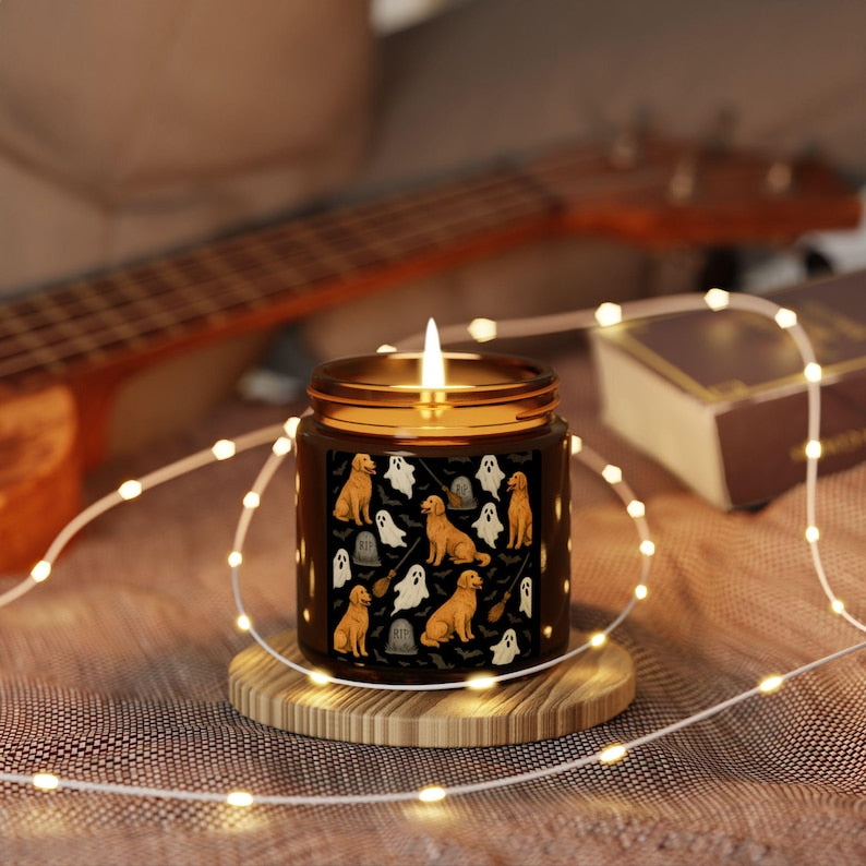 Golden Retriever Halloween Candle, Spooky Dog Mom Fall Candle, Halloween Dog Lover Decor, Cute Puppy Candle, Autumn Home Decor, Halloween Gift (Copy)