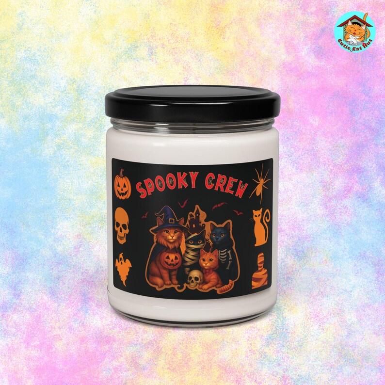 Halloween Cats Soy Candle – Funny Spooky Crew Design & Pet Lover Gift