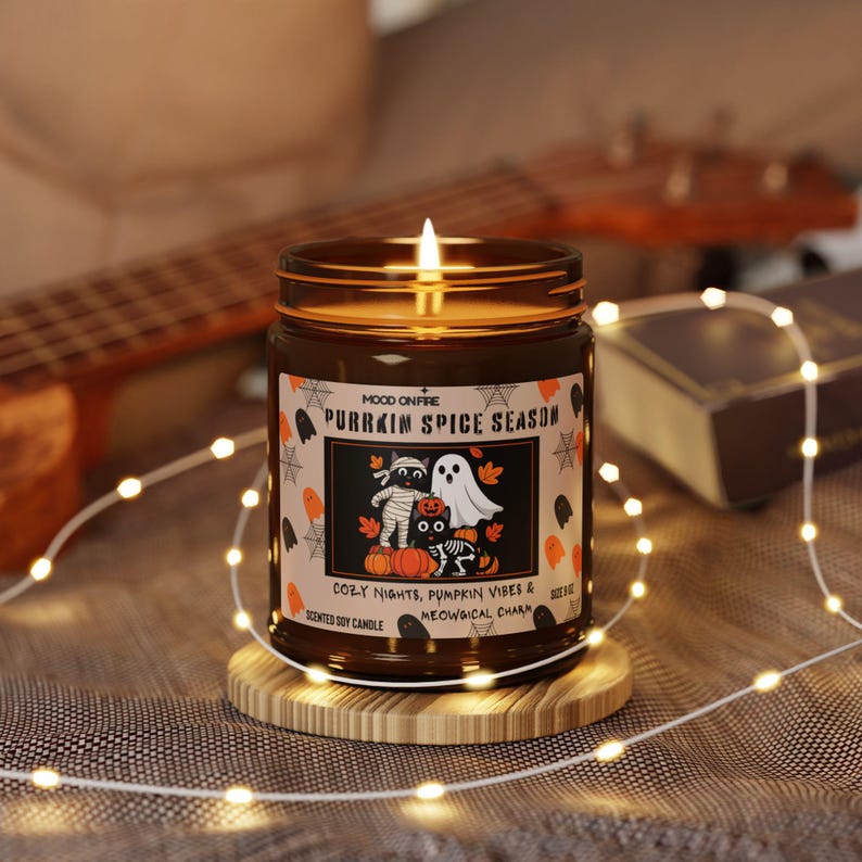 Halloween Cat Candle, Pumpkin Spice Soy Candle, Black Cat Fall Decor, Spooky Autumn Candle, Halloween Home Decor, Cat Lover Gift (Copy)