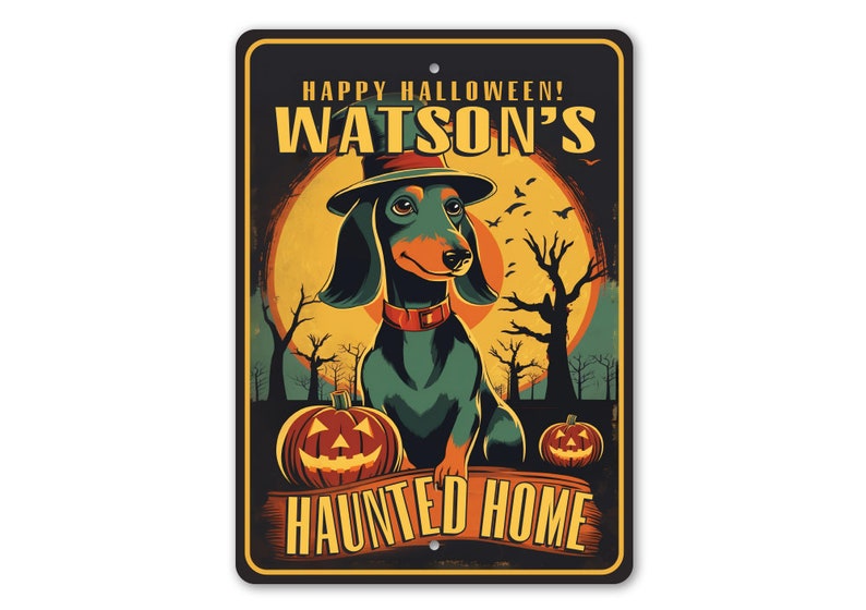 Dachshund Halloween Metal Sign, Spooky Weiner Dog Decor, Halloween Dog Wall Art, Dachshund Lover Gift, Dog Porch Decor, Fall Home Decoration (Copy)