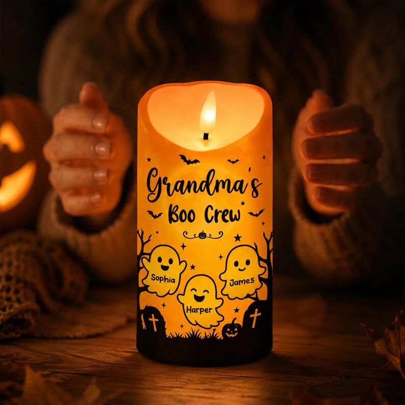 Grandma Halloween Gift LED Candle, Grandma’s Boo Crew Ghost Decor with Grandkids (Copy)