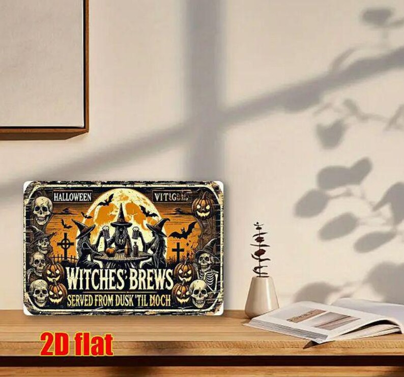 Witches Brews Metal Sign, Halloween Witchy Wall Decor, Spooky Gothic Kitchen Sign, Rustic Witch Halloween Home Decoration