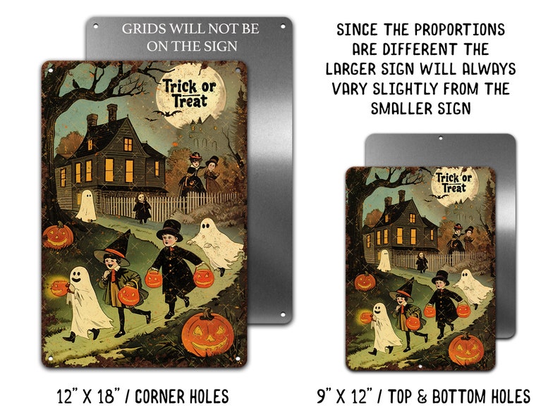 🎃 Primitive Rustic Halloween Metal Sign, Trick or Treat Kids Decor, Antique Distressed Front Door & Patio Sign (Copy)