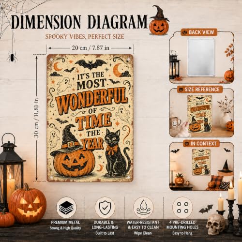Cute Halloween Metal Sign, Vintage Halloween Wall Decor, Seasonal Quote Sign, Spooky Fall Home Decoration, Rustic Halloween Art