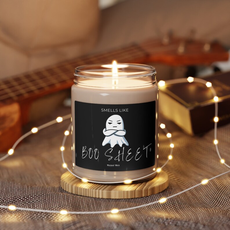 Smells Like Boo Sheet Soy Candle – Funny Ghost Halloween Candle, Spooky Fall Decor, Scented Soy Wax Gift