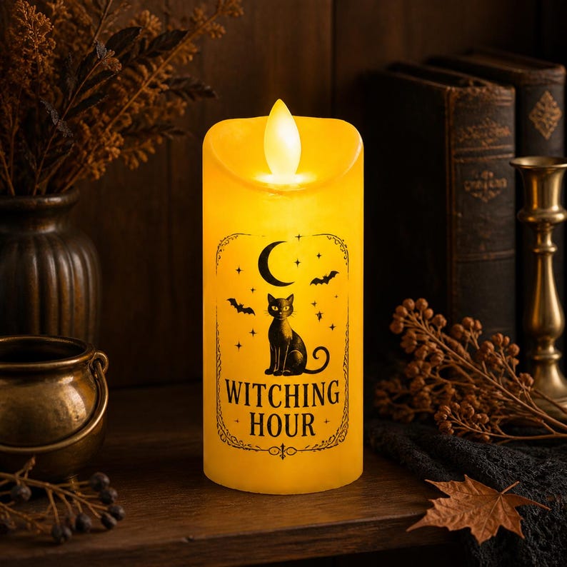 Personalized Halloween LED Candle, Custom Flameless Candle Decor, Spooky Season Gift, Pumpkin Ghost Light, Safe Flickering LED Festival Lamp (Copy)