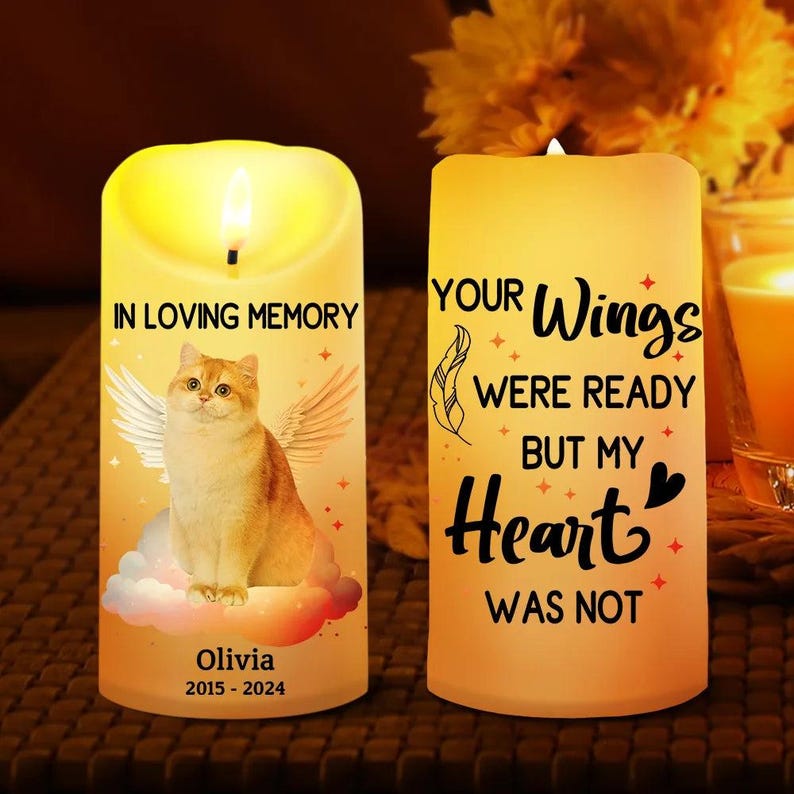 Custom Pet Memorial LED Candle, Personalized Pet Photo Keepsake, Dog & Cat Remembrance Candle, Pet Loss Sympathy Gift, In Loving Memory Decor