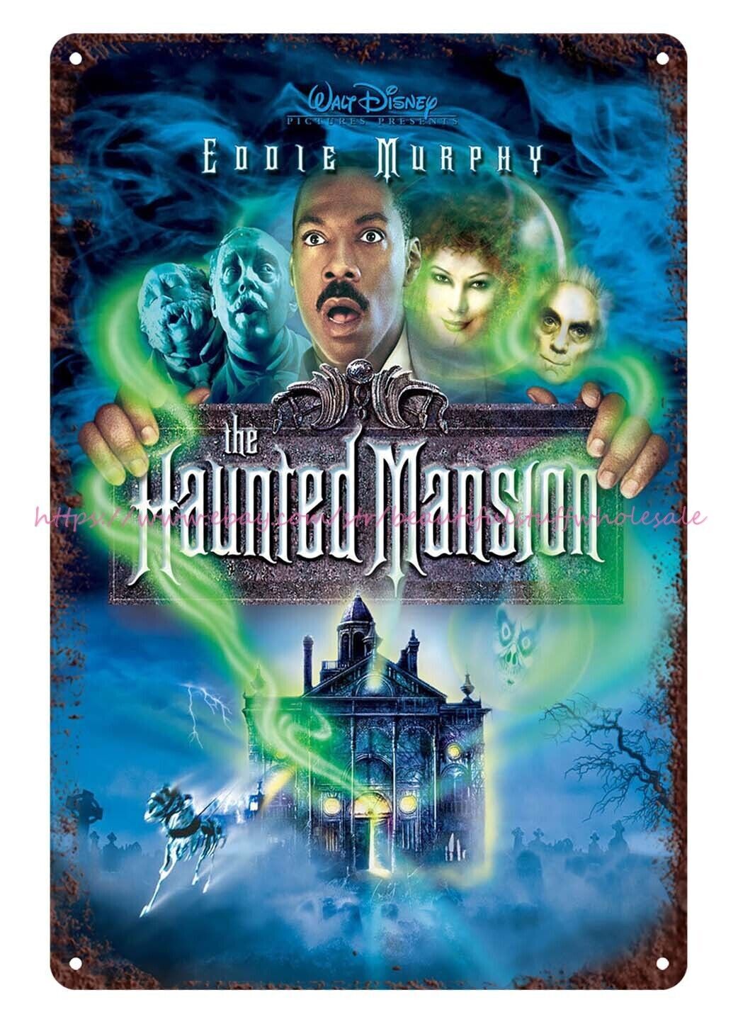 Haunted Mansion Inspired Metal Tin Sign, Spooky Haunted House Movie Poster Wall Art, Vintage Halloween Bedroom Decor, Gothic Horror Gift
