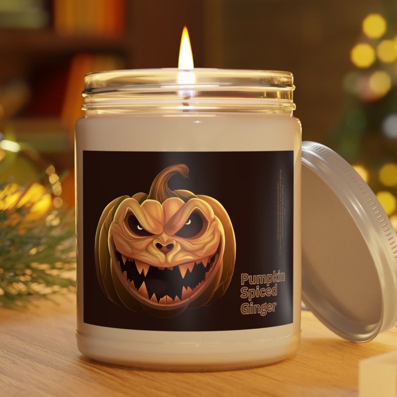 Pumpkin Spiced Ginger Scented Candle, Halloween Soy Wax Candle, Cozy Fall Home Decor, Pumpkin Spice Autumn Candle, Spooky Season Gift