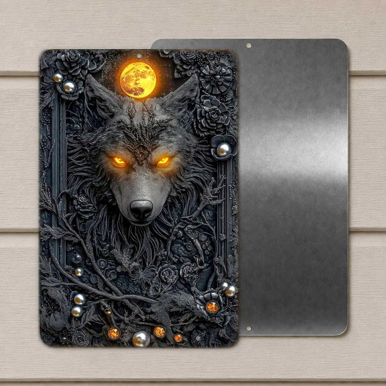 Werewolf Halloween Metal Sign, Spooky Wolf Wall Decor, Halloween Wreath Sign, Gothic Monster Wall Art, Rustic Fall Decoration