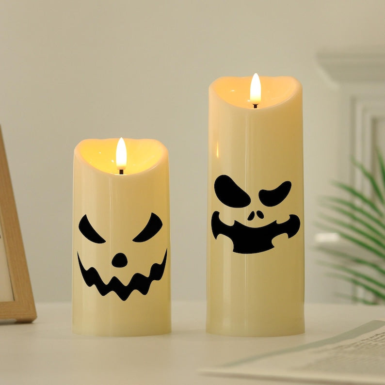 🎃👻 Halloween Spooky Face Jack-O'-Lantern LED Candle 🕯️🧡
