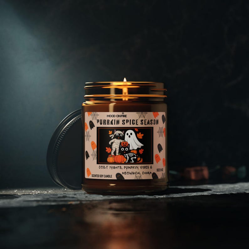 Halloween Cat Candle, Pumpkin Spice Soy Candle, Black Cat Fall Decor, Spooky Autumn Candle, Halloween Home Decor, Cat Lover Gift (Copy)