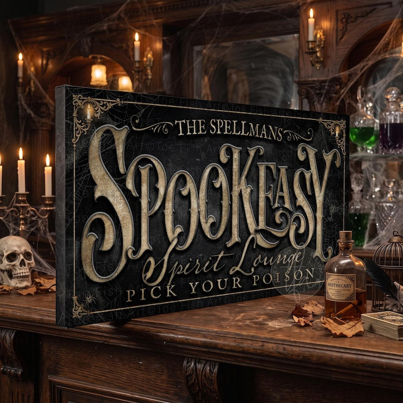 Spookeasy Halloween Sign, Vintage Halloween Bar Wall Decor, Spooky Porch Sign, Halloween Party Wall Art, Rustic Ghost Pumpkin Decoration (Copy)