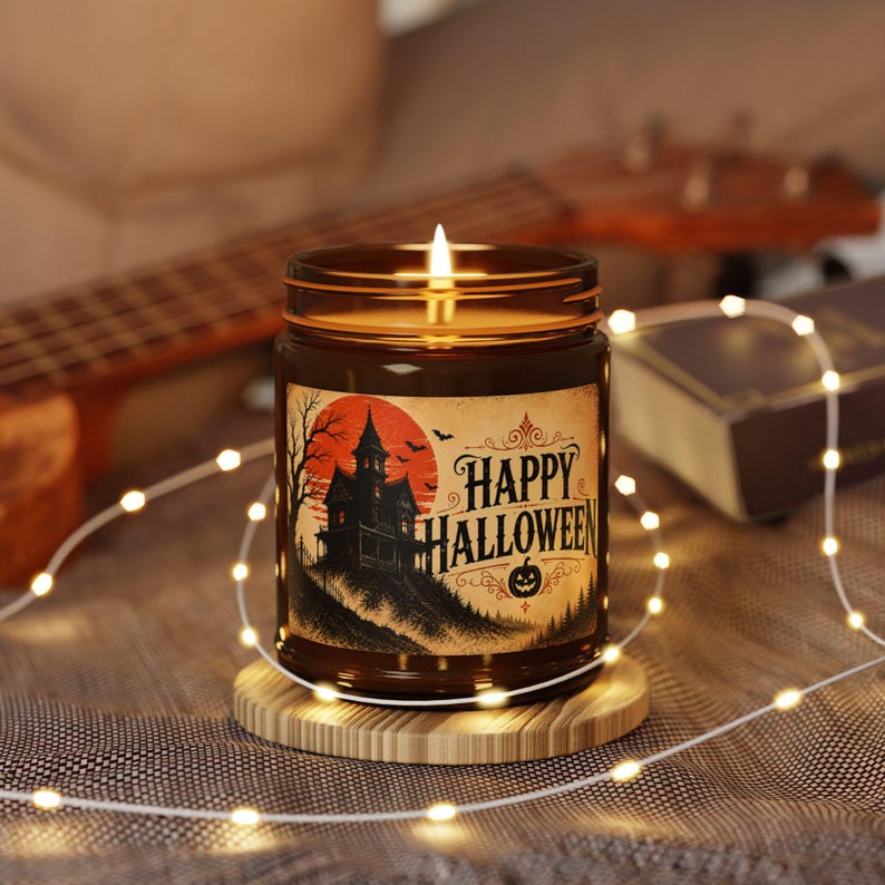 🎃 Happy Halloween Scented Candle, Vintage Haunted House Candle, Spooky Halloween Decor & Gift 🕯️👻