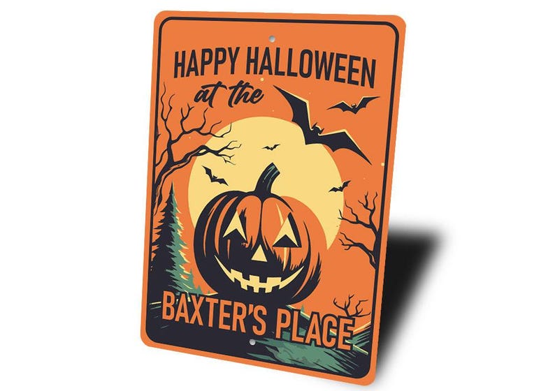 Retro Halloween Metal Sign, Vintage Pumpkin Season Wall Decor, Classic Halloween Family Sign, Spooky Porch Door Decoration, Fall Holiday Home Decor