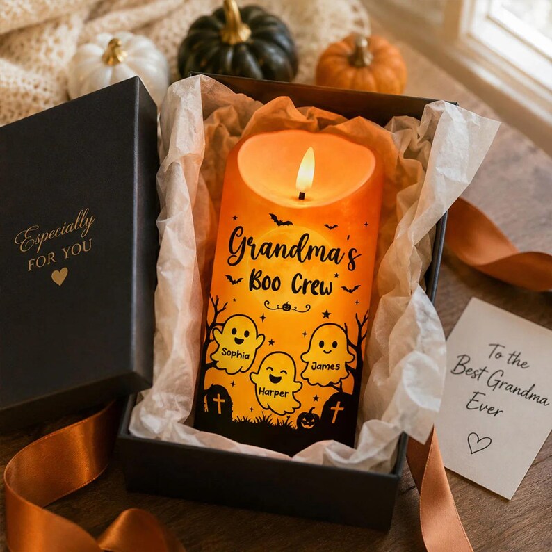 Grandma Halloween Gift LED Candle, Grandma’s Boo Crew Ghost Decor with Grandkids (Copy)