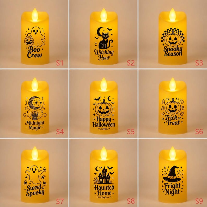 Personalized Halloween LED Candle, Custom Flameless Candle Decor, Spooky Season Gift, Pumpkin Ghost Light, Safe Flickering LED Festival Lamp (Copy)