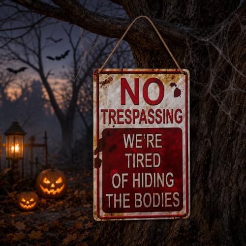 Halloween Metal Sign, Retro Yard and Wall Decor, Vintage Spooky Outdoor Sign, Rustic Halloween Home Decoration