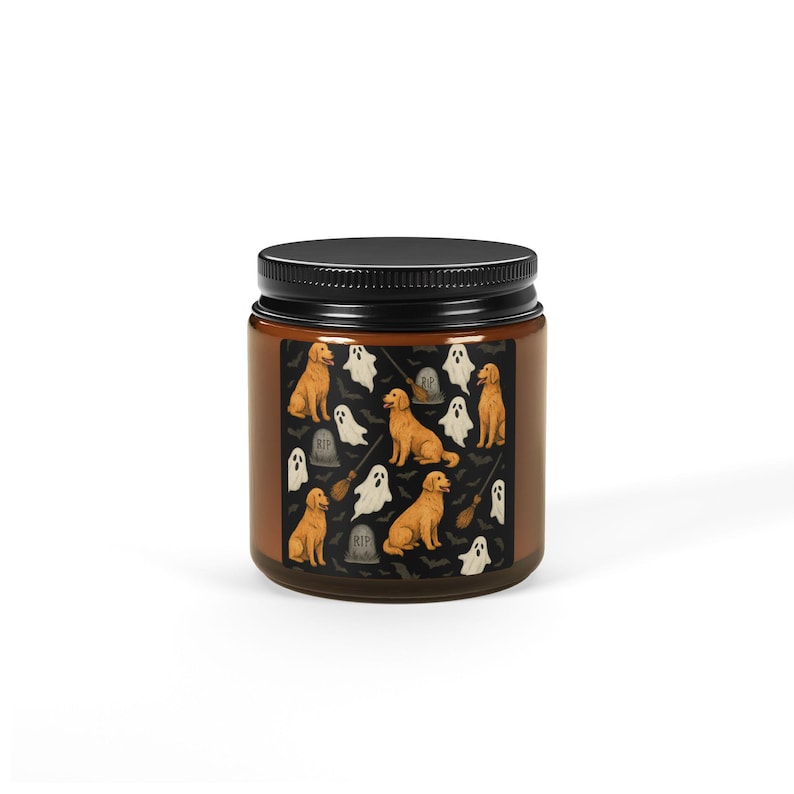 Golden Retriever Halloween Candle, Spooky Dog Mom Fall Candle, Halloween Dog Lover Decor, Cute Puppy Candle, Autumn Home Decor, Halloween Gift (Copy)