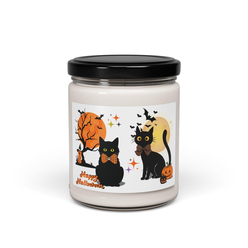 Halloween Cat Soy Candle, Black Cat Fall Candle, Spooky Autumn Home Fragrance, Halloween Home Decor, Cat Lover Gift