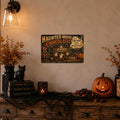 Haunted House Chocolates Tin Sign, Vintage Halloween Metal Sign, Retro Ghost Candy Wall Decor, Spooky Kitchen Wall Art, Halloween Home Decoration