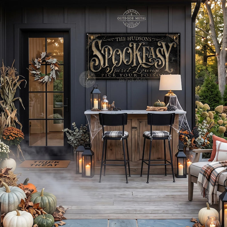Spookeasy Halloween Sign, Vintage Halloween Bar Wall Decor, Spooky Porch Sign, Halloween Party Wall Art, Rustic Ghost Pumpkin Decoration (Copy)