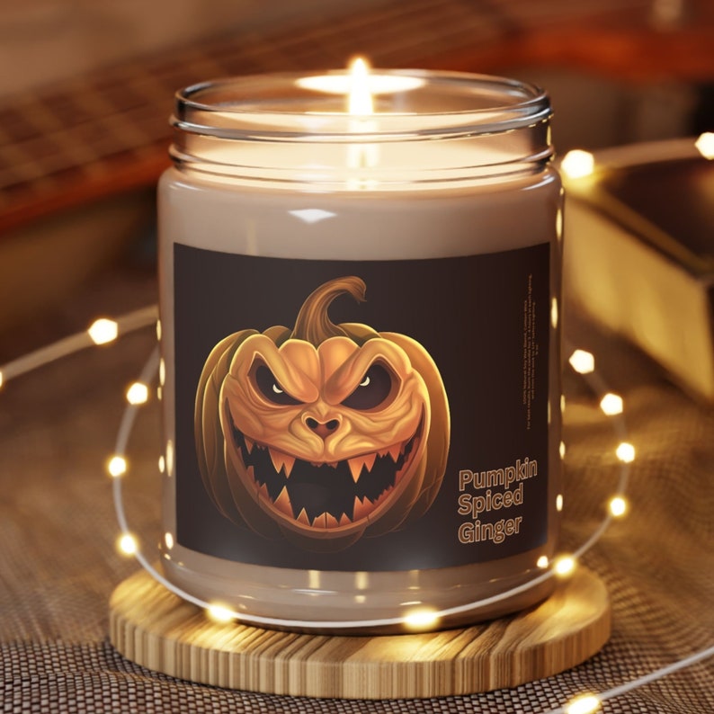 Pumpkin Spiced Ginger Scented Candle, Halloween Soy Wax Candle, Cozy Fall Home Decor, Pumpkin Spice Autumn Candle, Spooky Season Gift