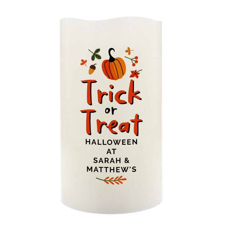 🎃🍬 Personalized Trick or Treat Halloween LED Candle 🕯️👻