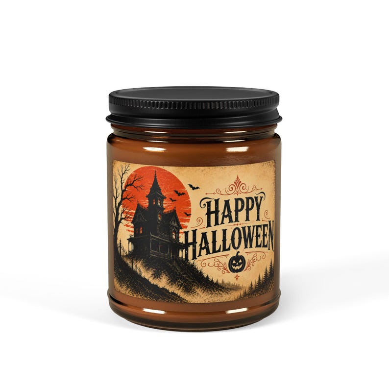 🎃 Happy Halloween Scented Candle, Vintage Haunted House Candle, Spooky Halloween Decor & Gift 🕯️👻