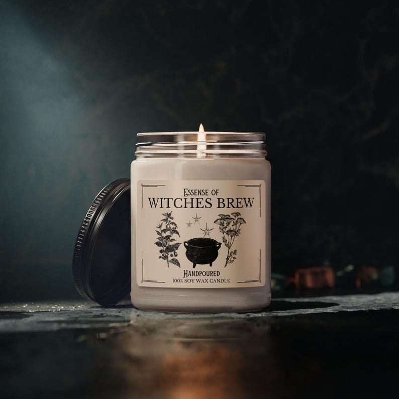 Witches Brew Vintage Halloween Candle – Spooky Scented Soy Jar, Witchy Fall Home Decor, Cozy Autumn Gift