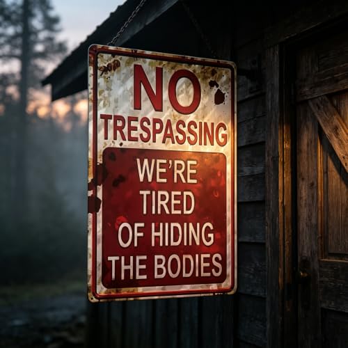 Halloween Metal Sign, Retro Yard and Wall Decor, Vintage Spooky Outdoor Sign, Rustic Halloween Home Decoration