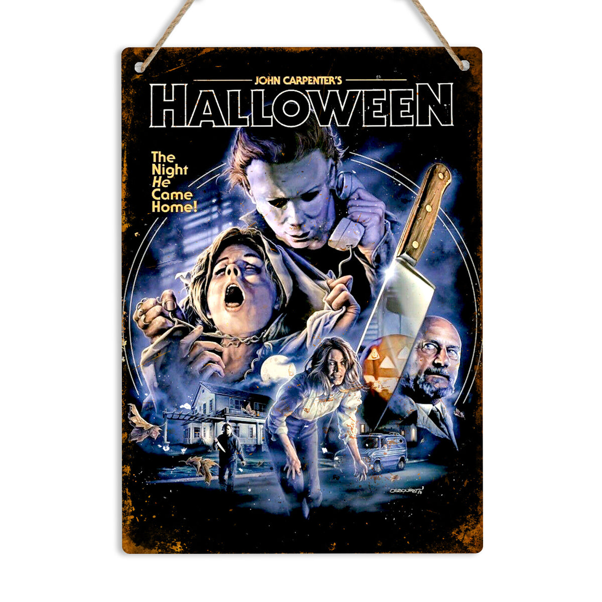 Halloween Horror Metal Sign Plaque, Classic Slasher Movie Inspired Wall Art, Spooky Man Cave Decor, Vintage Horror Room Decoration, Scary Film Fan Gift