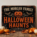 Personalized Halloween Family Name Sign, Custom Spooky Haunts Metal Sign, Halloween Porch Wall Decor, Personalized Outdoor Wall Art, Haunted House Decoration