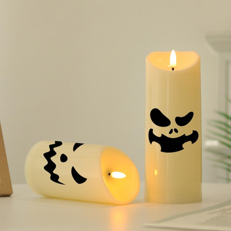 🎃👻 Halloween Spooky Face Jack-O'-Lantern LED Candle 🕯️🧡