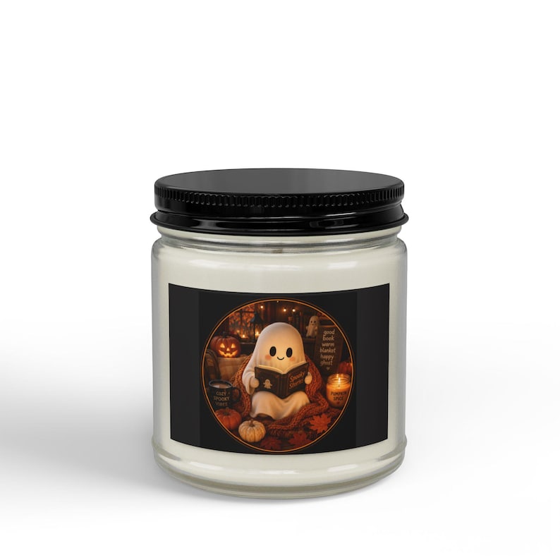 Ghost Reading Candle, Spooky Halloween Scented Candle, Cozy Book Lover Home Decor, Cute Ghost Fall Gift