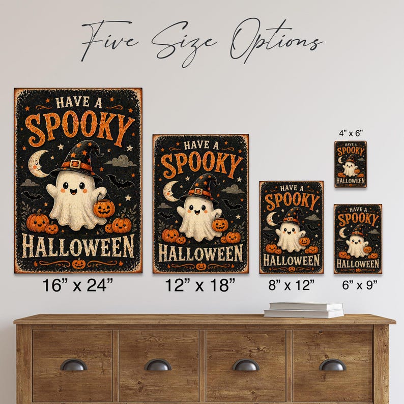 Have a Spooky Halloween Metal Sign – Cute Ghost Wall Decor, Funny Trick or Treat Plaque, Spooky Fall Home Decoration